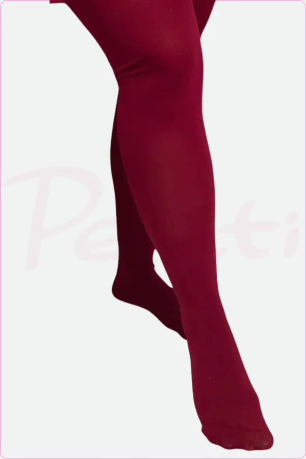 جوراب شلواری براق زرشکی زنانه با تراکم ۱۲۰، مناسب برای استایلهای شیک و مجلسی